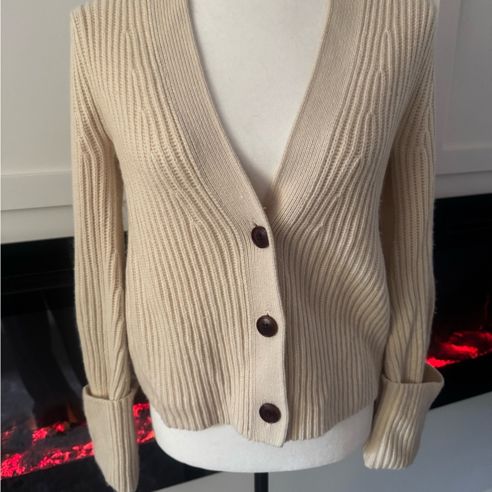 Cream Button-Up Women's Sweater